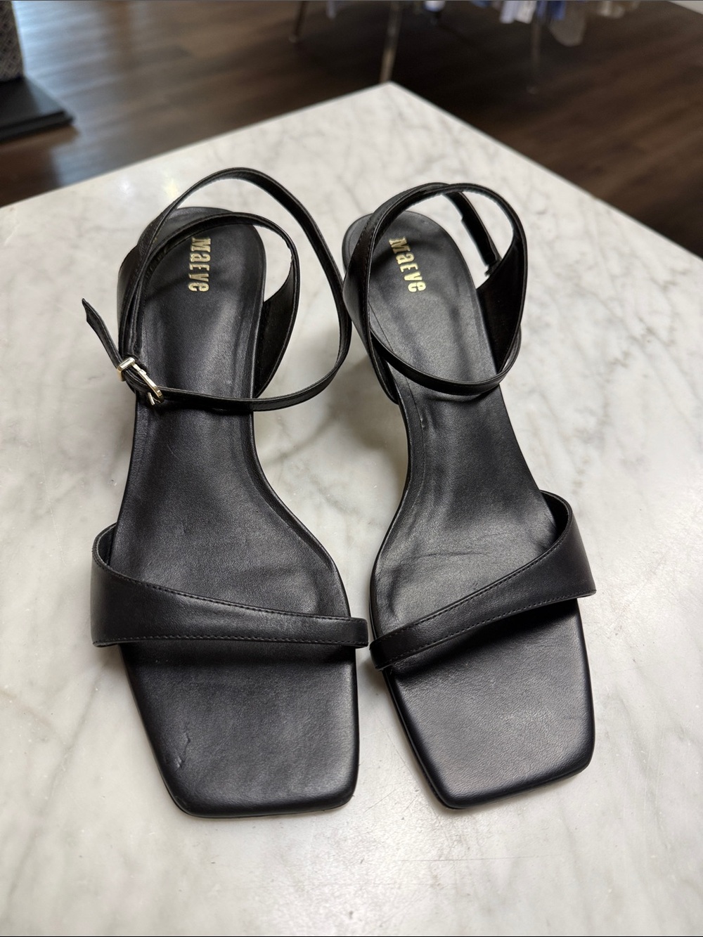 Anthropologie | Maeve Black Square Toe Kitten Heels Size 9 - Picture 6 of 12